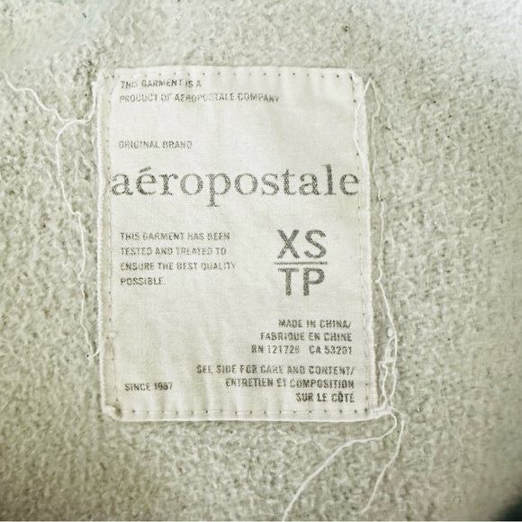 Aéropostale Sz XS Gray w/ Blue Bold Print On Front of Full Zip Hooded Jacket - Picture 9 of 9